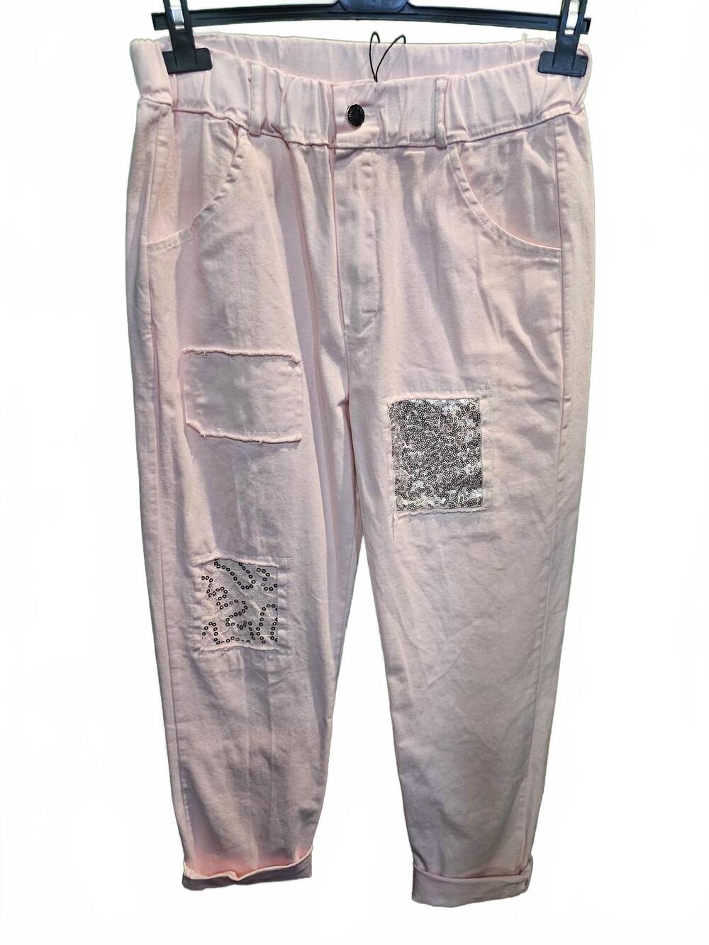 NEW MADE IN ITALY women's embroidered italian joggers in light pink